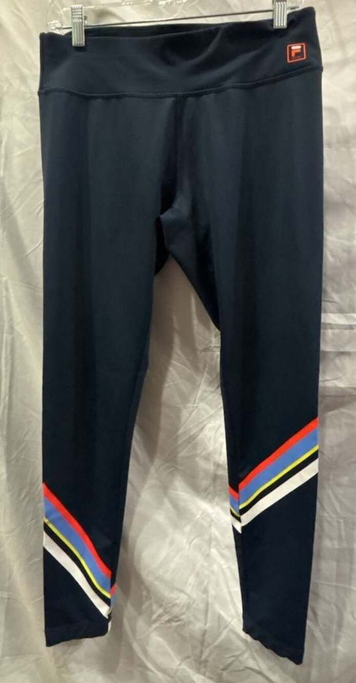 Fila Sport Leggings Navy Blue Striped Activewear Size M